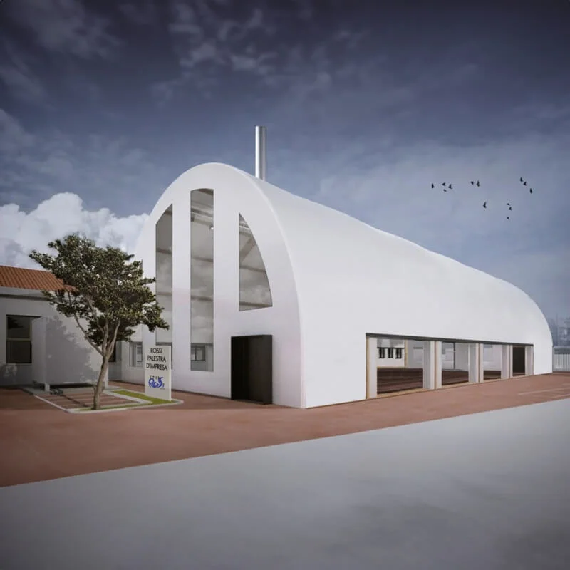 Render della nuova palestra ITIS Rossi Vicenza